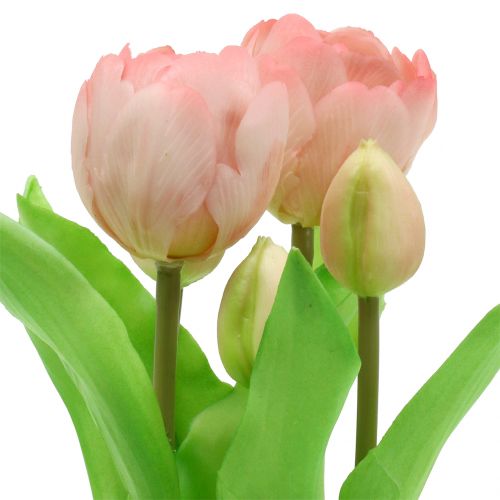 Article Fleurs artificielles en pot Tulipes artificielles rose jaune 22,5 cm