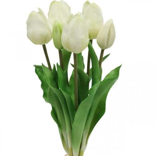 Tulipes Artificielles Blanc Crème Real Touch 38cm 7pcs