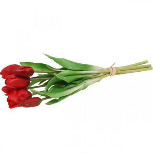 Floristik24 Tulipe rouge fleur artificielle décoration tulipe Real Touch 38cm lot de 7 pièces