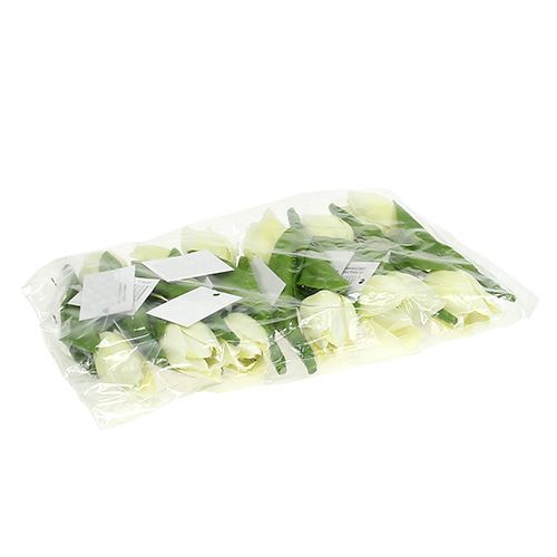 Floristik24 Décoration printanière, tulipes artificielles, fleurs en soie, tulipes décoratives vert/crème 12 pièces