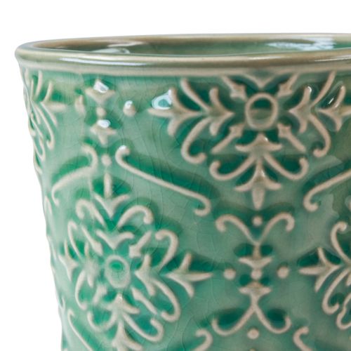 Article Jardinière céramique vernis craquelé vert Ø11cm H11cm 3pcs