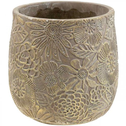 Article Jardinière fleurs dorées pot de fleurs en céramique Ø13.5cm H15cm