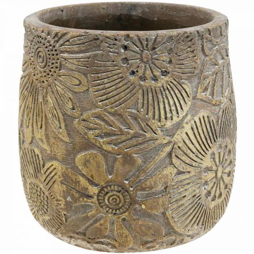 Jardinière fleurs dorées pot de fleurs en céramique Ø17cm H19cm