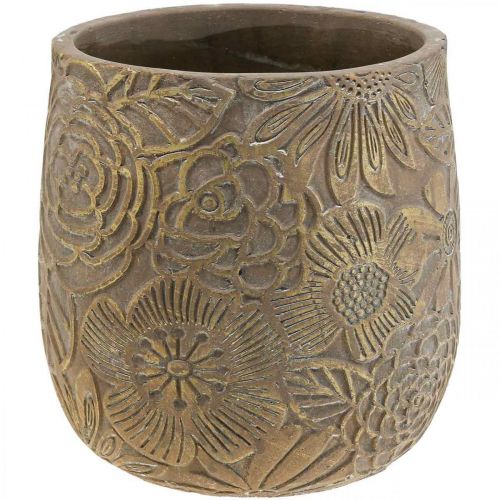 Article Jardinière fleurs dorées pot de fleurs en céramique Ø21cm H22.5cm