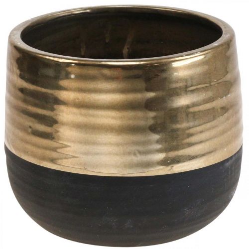 Floristik24 Jardinière Grand Pot Céramique Noir Doré Ø20.5cm H18cm