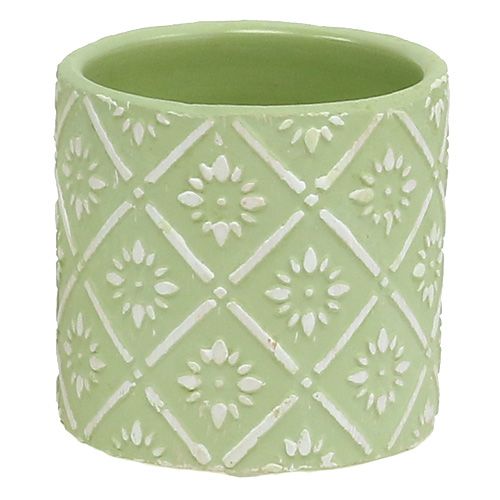 Floristik24 Jardinière vert clair avec motif Ø7cm H6,5cm 6pcs
