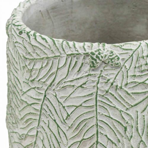 Article Jardinière en céramique vert blanc gris branches de pin Ø12cm H17.5cm