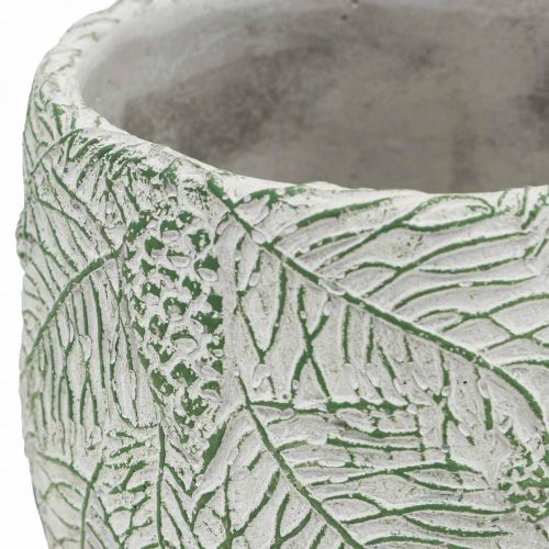 Article Jardinière en céramique vert blanc gris branches de sapin Ø13.5cm H13.5cm