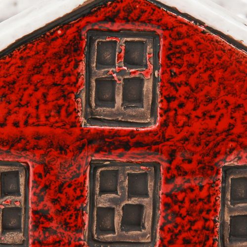 Floristik24 Jardinière en céramique maison de l'Avent rouge et blanc 10×10×12cm