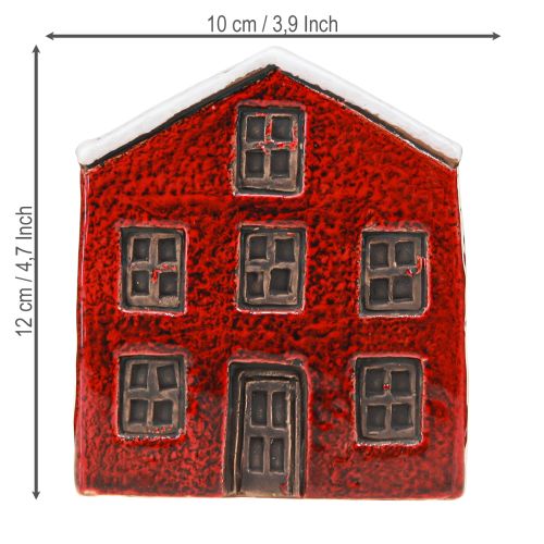 Article Jardinière en céramique maison de l&#39;Avent rouge et blanc 10×10×12cm