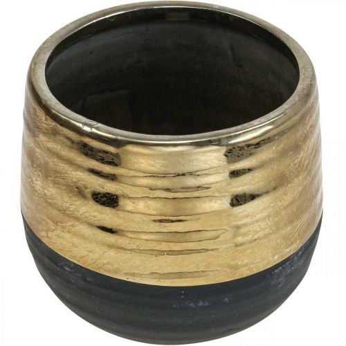 Floristik24 Cache-Pot Céramique Noir Doré Ø13cm H12.5cm