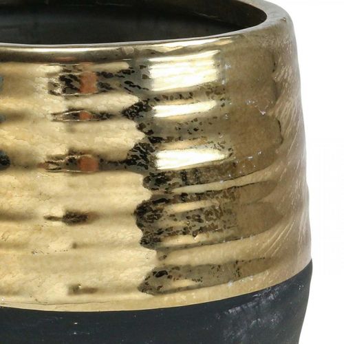 Article Cache-Pot Céramique Noir Doré Ø13cm H12.5cm