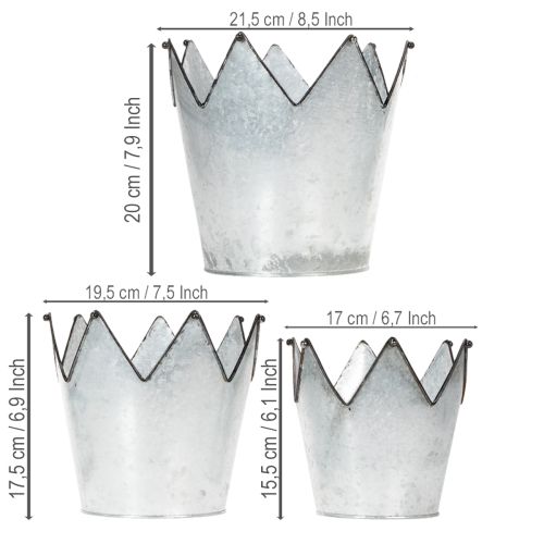 Article Couronne décorative en métal zinc Ø21,5/19,5/17 cm, lot de 3