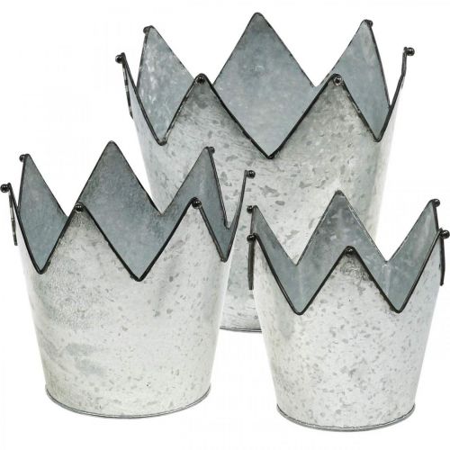 Floristik24 Jardinière couronne métal décoration zinc Ø21,5/19,5/17cm lot de 3