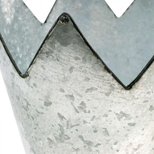 Jardinière couronne métal décoration zinc Ø21,5/19,5/17cm lot de 3