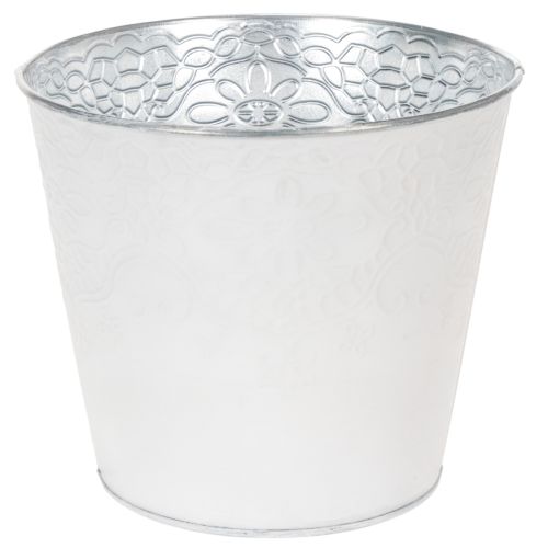 Floristik24 Pot de fleurs en métal, blanc pastel, Ø16cm H14cm