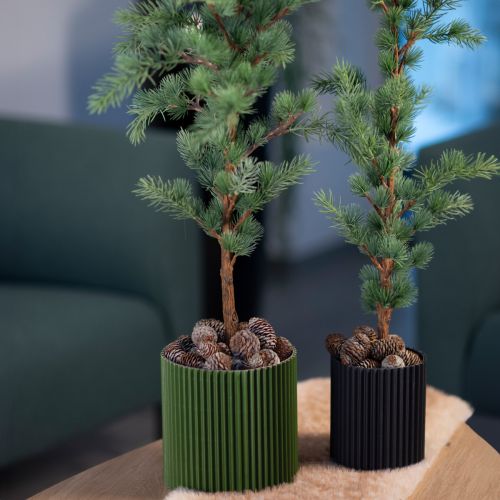 Floristik24 Cache-pot en papier vert foncé Ø13cm H12cm 4 pcs