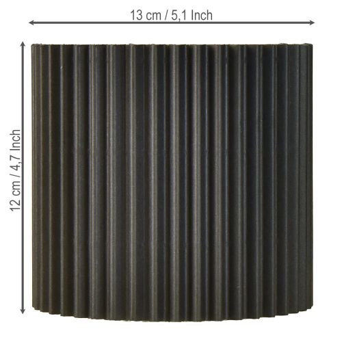 Article Cache-pot en papier rainuré Noir Ø13cm H12cm 4 pcs