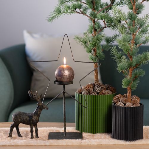 Article Jardinière en papier noir Ø13cm H12cm 4 pcs