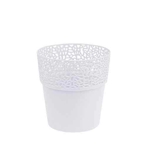 Floristik24 Jardinière plastique blanc Ø11,5cm H12,5cm 1 pièce