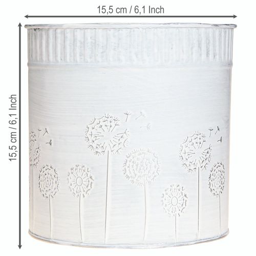 Article Jardinière Pissenlits Pot de fleurs en métal Blanc Ø15,5 cm H15,5 cm