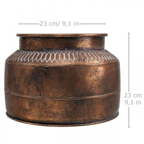 Floristik24 Jardinière grande jardinière décorative relief cuivre métal Ø31.5cm H23cm
