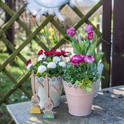 Floristik24 Jardinière ornement fleur vert clair Ø15cm H15cm