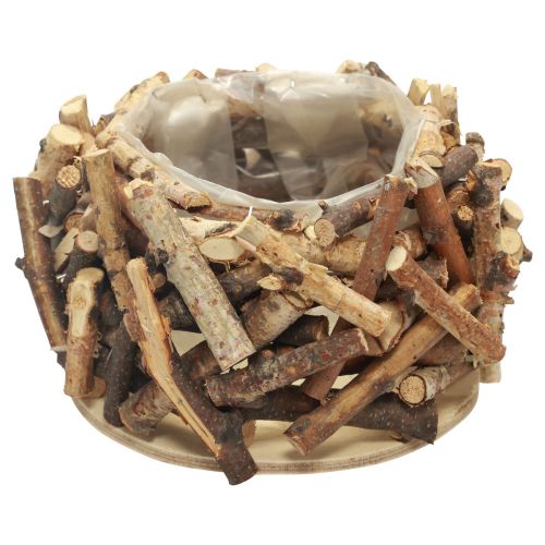 Article Jardinière bois pot de fleurs cache-pot bois nature Ø23cm H13cm