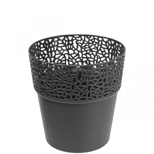 Floristik24 Jardinière pot de fleur plastique anthracite Ø11.5cm H12.5cm