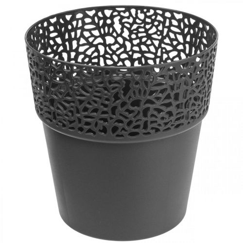 Floristik24 Jardinière pot de fleur plastique anthracite Ø14.5cm H15.5cm