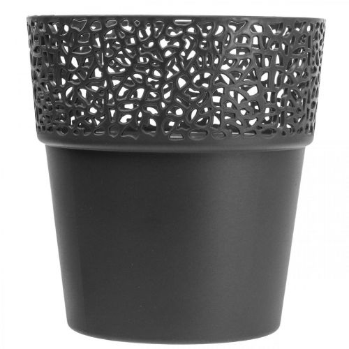 Floristik24 Jardinière pot de fleur plastique anthracite Ø11.5cm H12.5cm