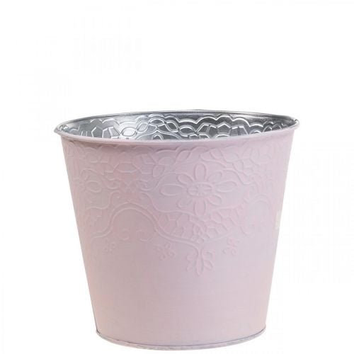Cache-pot métal pot de fleur rose pastel Ø12cm