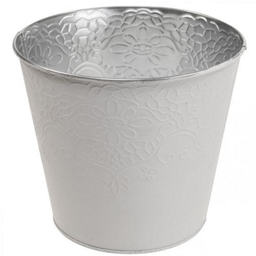 Floristik24 Jardinière en métal jardinière à fleurs blanc pastel Ø13.5cm H12.5cm