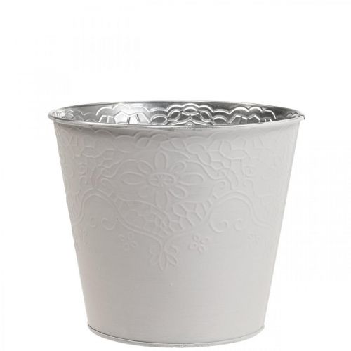 Floristik24 Cache-pot métal pot de fleur blanc pastel Ø12cm