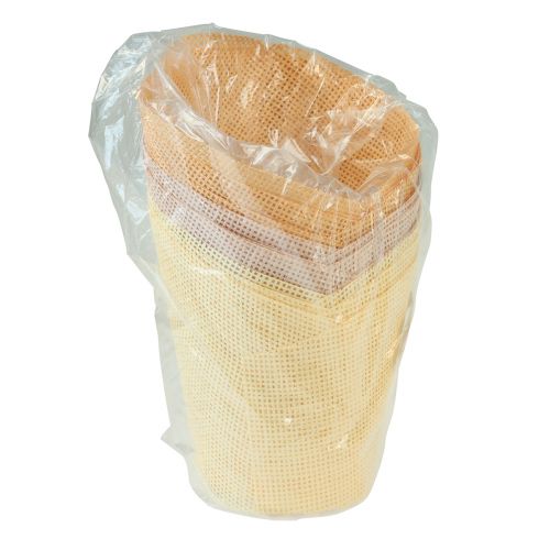 Article Jardinière papier tressé vanille, orange, rose Ø7cm H13cm 12 pcs