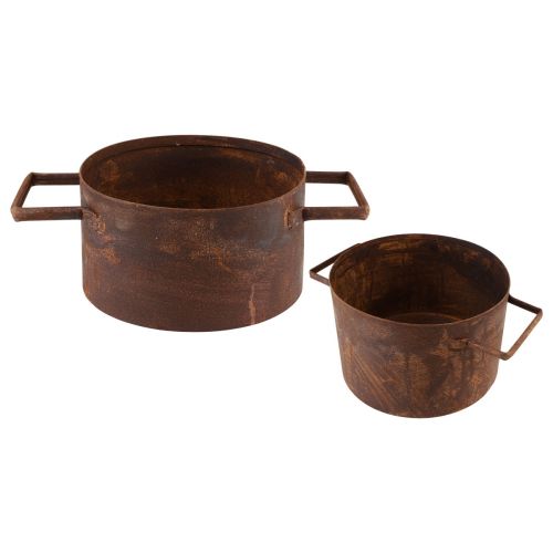 Floristik24 Cache-pot en métal rouille Ø19,5cm/26cm lot de 2