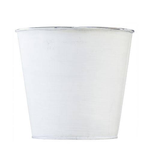 Article Pot de fleurs jardinière métal fleurs blanches 12,5cm H11,5cm