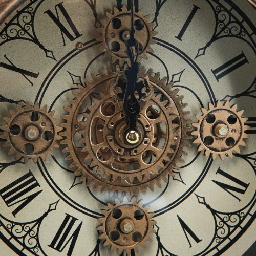 Article Horloge à chiffres romains vintage métal bronze Ø22cm
