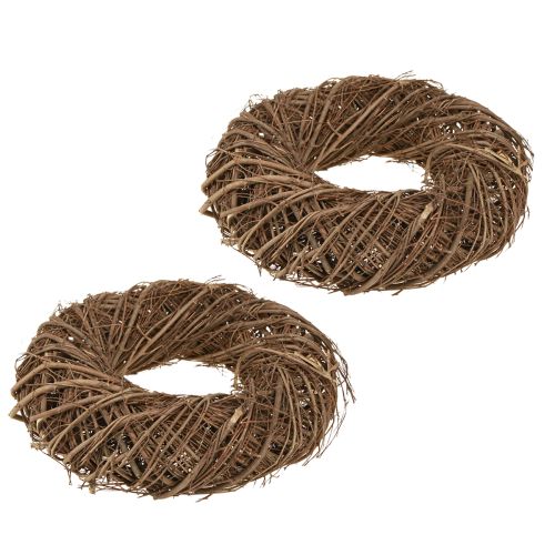 Article Couronne d&#39;orme couronne décorative marron naturel Ø23–25cm H6,5cm 2pcs