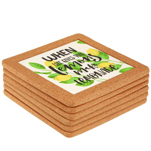 Article Dessous de Verre Set de Table Citron Été Assorti 19,5×19,5cm 6pcs