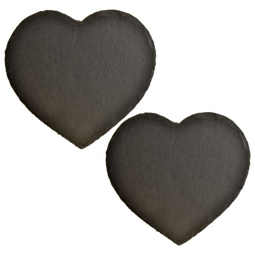 Floristik24 Coeur Ardoise Saint Valentin Coeur Décoratif Noir 25cm 2pcs