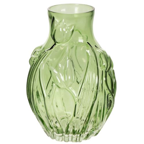 Vase en verre à motif de tulipe en relief, pour la décoration intérieure, 22,5 cm