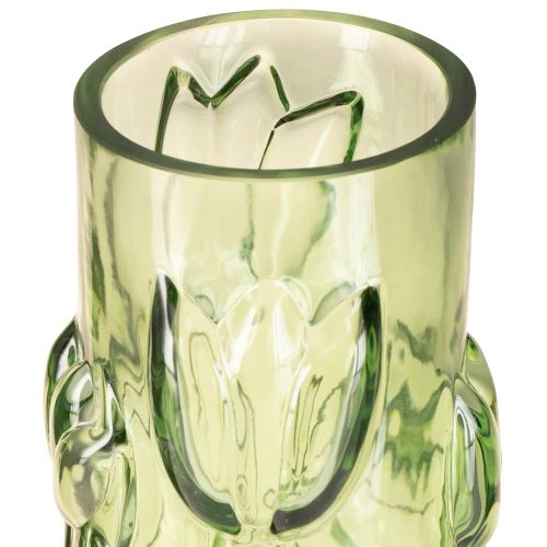 Article Vase en verre orné d&#39;un motif de tulipe en relief pour une décoration harmonieuse, 30 cm