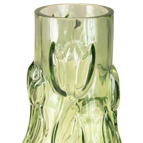 Article Vase en verre orné d&#39;un motif de tulipe en relief pour une décoration harmonieuse, 30 cm