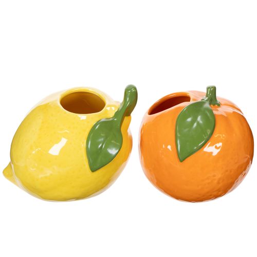 Vase à agrumes (orange et citron), accessoire de décoration raffiné pour l'été, 10 cm, lot de 2.