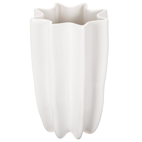 Vase en céramique blanche 24 cm avec reliefs décoratifs | Floristik24.fr