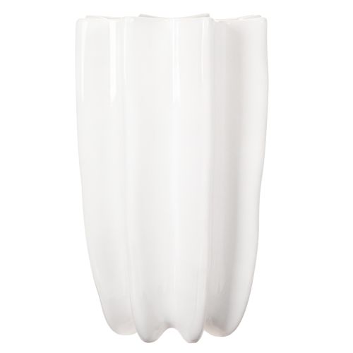 Vase en céramique blanche ondulée 24 cm pour fleurs séchées | Floristik24.fr