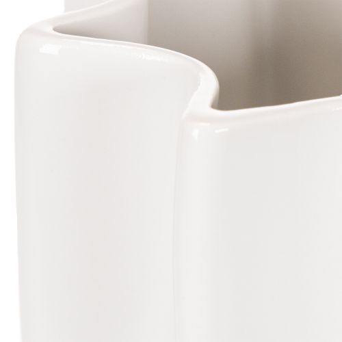 Vase en céramique blanche ondulée 24 cm pour fleurs séchées | Floristik24.fr