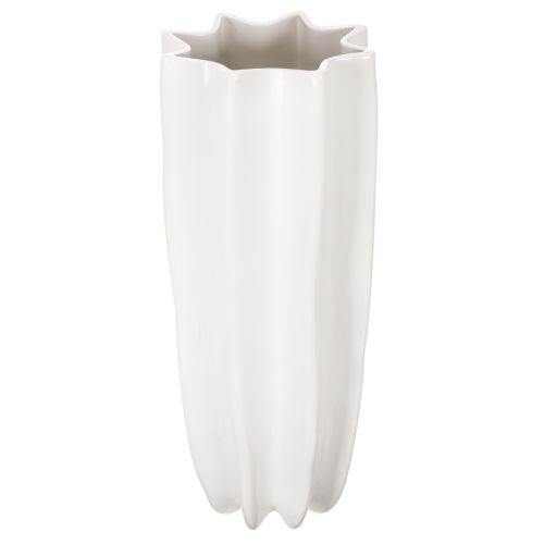 Vase décoratif blanc en céramique, surface ondulée, 38 cm | Floristik24.fr