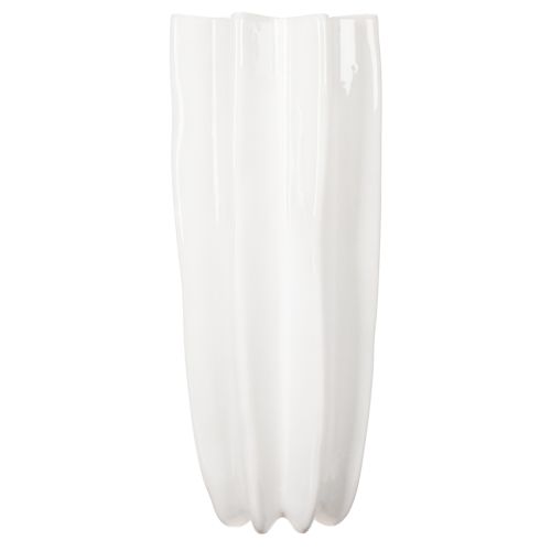 Vase Décorative en Céramique Blanche 38 cm avec Surface Striée | Floristik24.fr